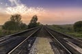 Train tracks at sundown Royalty Free Stock Photo