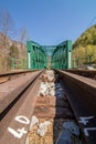 Train tracks view close up Royalty Free Stock Photo