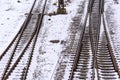 Train Tracks in the Winter Snow Royalty Free Stock Photo