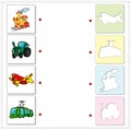 Train, tractor, airplane and tram. Educational game for kids