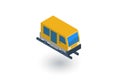 Train, tram, rails transport isometric flat icon. 3d vector