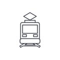 Train, tram, rails transport thin line icon. Linear vector symbol