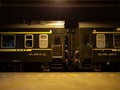 Train travel in China, green train.sleeper train