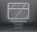 Train Travel. Tourism Concept. Empty Train Window with Handle on Gray Background. View From Inside of Train Royalty Free Stock Photo