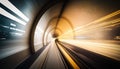 a train traveling through a tunnel in the middle of the night. generative ai Royalty Free Stock Photo