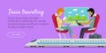 Train Travelling Conceptual Web Banner. Railway