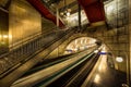 Train Travels Through Tunnel Next to Platform in Paris Royalty Free Stock Photo