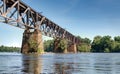 A train trestle over the Catawba river. Royalty Free Stock Photo