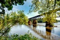 A train trestle over the Catawba river. Royalty Free Stock Photo