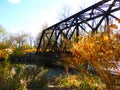 NYS train trestle bridge over Salmon Creek in fall colors