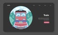 Train trip web banner or landing page night or dark mode.