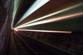 Train in a tunnel at night Royalty Free Stock Photo