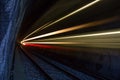 Train in a tunnel at night Royalty Free Stock Photo
