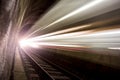 Train in a tunnel at night Royalty Free Stock Photo