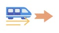 Train with two-way arrow, flexible rail options, vector design Generative AI Royalty Free Stock Photo