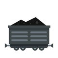 Train waggon with coal icon, flat style Royalty Free Stock Photo