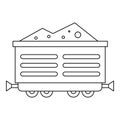 Train waggon with coal icon, outline style Royalty Free Stock Photo