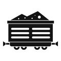 Train waggon with coal icon, simple style