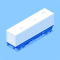Train wagon refrigerator for cooling goods express delivery commercial service isometric vector