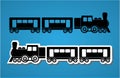 Train and wagon silhouets Royalty Free Stock Photo