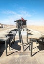 Train wagons in the desert Royalty Free Stock Photo