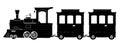 Train with wagons, silhouette vector. Children locomotive for kids. Side view Royalty Free Stock Photo