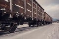 Train wagons in the snow Royalty Free Stock Photo