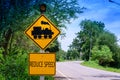 Train warning sign, railway crossing