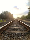 Train ways on sunset