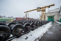 Train wheel factory Royalty Free Stock Photo