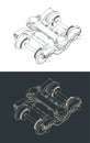 Train wheelbase isometric drawings Royalty Free Stock Photo