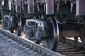 Train wheels on rails Royalty Free Stock Photo