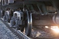 Train wheels on rails Royalty Free Stock Photo