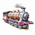 Train Whistle Watercolor Illustration With Photorealistic Clipart