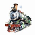 Train Whistle Watercolor Illustration With Photorealistic Clipart