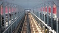 Train in Williamsburg Bridge New York, USA Royalty Free Stock Photo