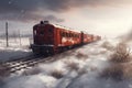 Train winter field. Generate Ai Royalty Free Stock Photo