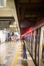 Train worker in old Hung Hom Station platform in Hong Kong Royalty Free Stock Photo