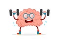 Train your brain. brain vector cartoon flat