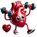 Train your heart, A nice image of a heart happily lifting weights (Png Attached)