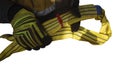 Trained competent inspector high risk worker hand wearing heavy duty glove holding inspecting a red safety tag lifting sling