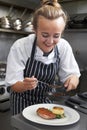 Trainee Chef Working In Restaurant Kitchen Royalty Free Stock Photo