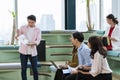 Trainee teacher learning how teach elementary students. Meeting room. University Royalty Free Stock Photo