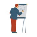 Trainer or coacher near presentation board, flat vector illustration isolated. Royalty Free Stock Photo