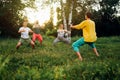 Trainer explains how to do manu stance exercise. Group learning qigong in nature.