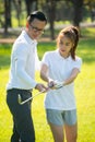 Trainer golf tutor practice for new golf player