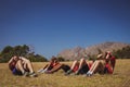 Trainer instructing kids while exercising in the boot camp Royalty Free Stock Photo