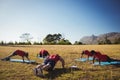 Trainer instructing kids while exercising in the boot camp Royalty Free Stock Photo