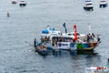 Trainera rowing boat regatta in the bay of La Concha in San Sebastian