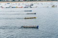 Trainera rowing boat regatta in the bay of La Concha in San Sebastian